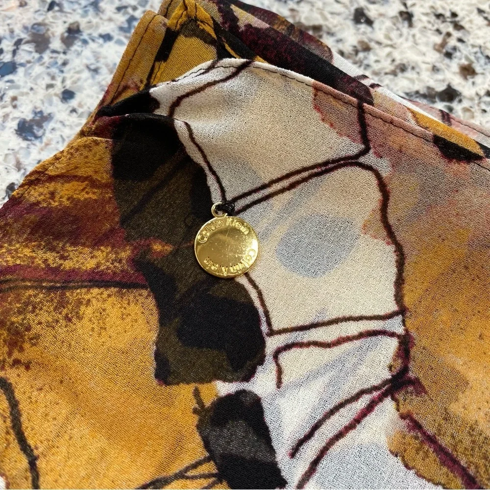 CALVIN KLEIN Sheer Abstract Butterfly Print Scarf
